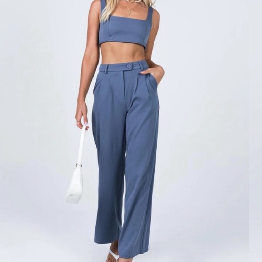 Princess Polly Blue Pants & Crop Top Set
